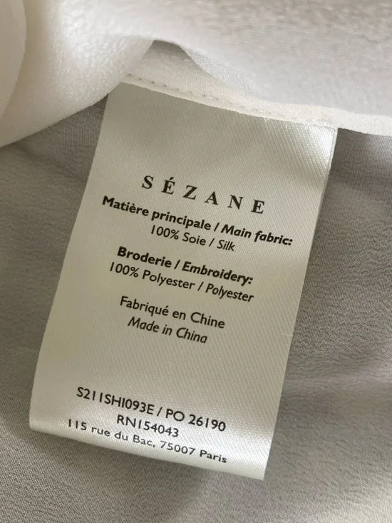 Sezane Chemise Chlo Silk Blouse NWT In Ecru Soft White - Picture 11 of 14